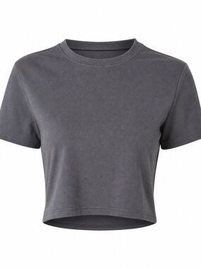 Back Country Women's Black Rib-Knit Cropped T-Shirt Size M Short Sleeve